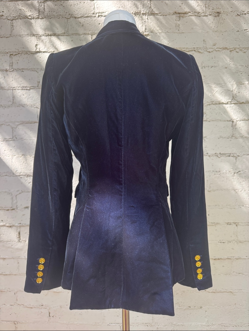 Smythe Velvet Peaked Lapel Blazer Sapphire Blue Size 2 - Picture 6 of 16